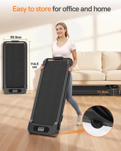Vista 6 de Caminadora con barra de mango con 8% de inclinación, 2.5 HP silenciosa debajo del escritorio 320 libras 2 en 1 caminadoras para oficina en casa