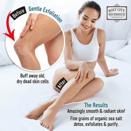 Vista 6 de Exfoliante corporal – Exfoliante de sal del Mar Muerto pura para manos y cuerpo, 16 onzas líquidas hidratante cuidado de la piel para acné corporal