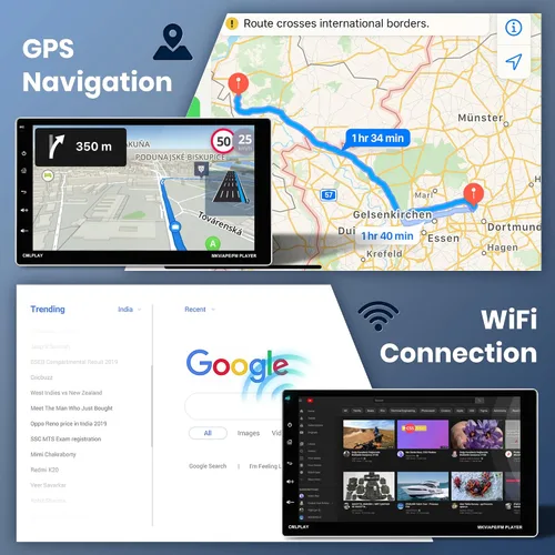 Vista 4 de 2G + 64G Android 13 DIN Estéreo inalámbrico Carplay Android Auto, pantalla táctil Rimoody de 9 pulgadas, radio de coche 1 DIN con Bluetooth, WiFi