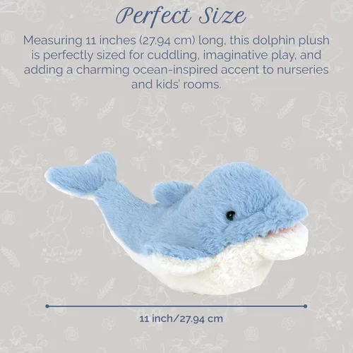 Vista 3 de MON AMI Oceanne - Peluche de delfín, animal de peluche suave de 11 pulgadas para acurrucarse, jugar y coleccionar, adorable delfín abrazable