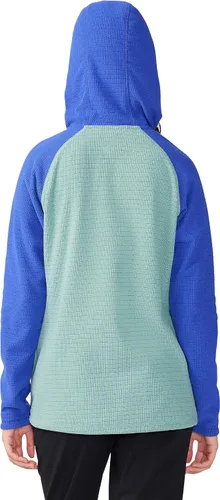 Vista 2 de Mountain Hardwear Sudadera con capucha Summit Grid para mujer, color verde liquenestampado azul, talla XL