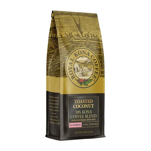 Vista 12 de ROYAL KONA COFFEE - Café molido tostado medio, sabor a chocolate y macadamia, 8 onzas