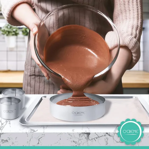 Vista 4 de O'Creme Anillo para Pastel de Acero Inoxidable Resistente Redondo Molde de Anillo para Pastel Mousse para Hornear, Decoración de Pasteles de Postre