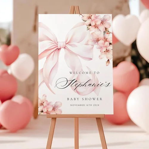 Vista 12 de Letrero de bienvenida personalizado de flores silvestres para baby shower, letrero floral bohemio para baby shower, letrero con nombre personalizado