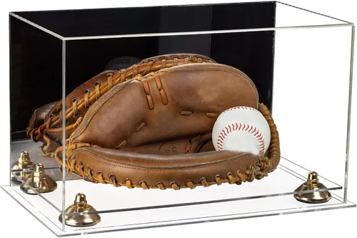 Vista 116 de Better Display Cases Vitrina de guantes de béisbol de acrílico transparente con elevadores negros (A011/V16)