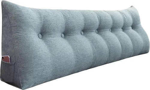Vista 8 de Almohada de cuña acolchada de 8 libras para cabecero, posicionador corporal en forma de triángulo, almohada de lectura para la cama, almohada