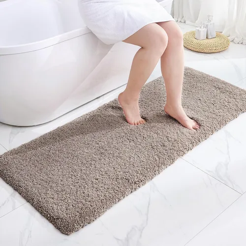 Vista 56 de Disolla - Alfombra antideslizante pequeña y esponjosa para el suelo del baño, lavable, afelpada, para ducha, absorbente, color beige, 17 x 24