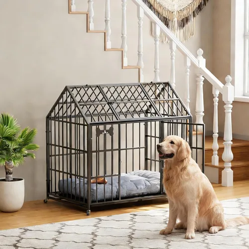 Vista 7 de Dosker - Jaula para perros XL de 42 pulgadas, de acero para interiores, a prueba de escapes