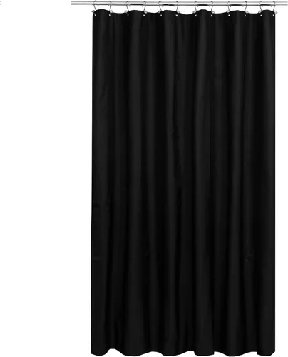 Vista 72 de N&Y Home Cortina o forro de tela para ducha, lavable a máquina, estrecho, negro, de 36 x 72 pulgadas Hotel Quality, Bottom Magnets, Washable