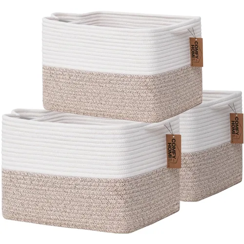 Vista 63 de COMFY-HOMI Cestas de almacenamiento de 11.5 x 7.5 x 4.7 pulgadas para organizar, cesta tejida de cuerda de algodón, caja de almacenamiento de marrón