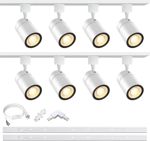 Vista 11 de Cabezales de iluminación de riel tipo H regulables blancos (sin rieles de riel), 6 piezas iluminadas 3000 K blanco cálido 20 W 2400 lm
