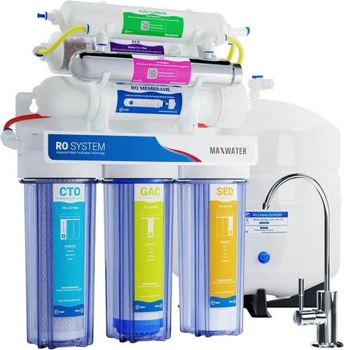 Vista 7 de Max Water Sistema de filtración de agua RO (ósmosis inversa) de 10 etapas para debajo del fregadero + tanque resistente + grifo - (5 en 1) sistema