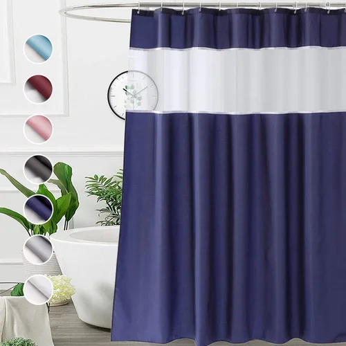 Vista 10 de UFRIDAY - Cortina de ducha de tela moderna en negro y blanco, 48 x 72 pulgadas, cortina de ducha de tela para baño y bañeras, lavable a máquina