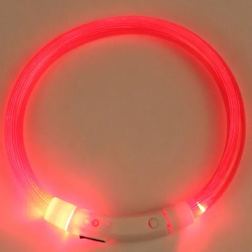 Vista 3 de Recargable LED Noche Intermitente Luminoso USB Carga Mascota Perro Cachorro Cuello Collar Azul 13.8 in