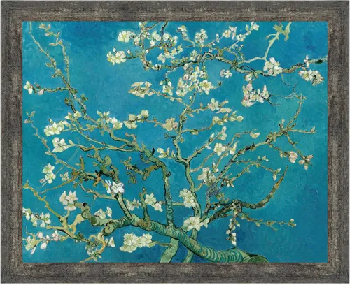 Vista 2 de Vincent Van Gogh - Arte de pared enmarcado con diseño de flores de almendra, maravilloso para exhibir en la cocina, el baño o la decoración