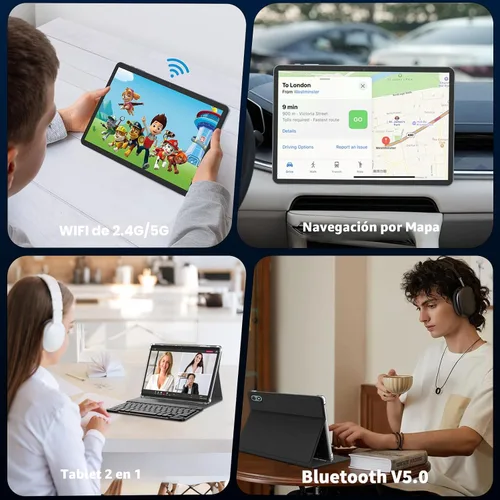 Vista 7 de Tablet Android 2026 de 10 pulgadas, tableta Android 15 con teclado, 24 GB+256 GB+2 TB expandir, tabletas 2 en 1 con Gemini AI, 8 núcleos, 8000 mAh