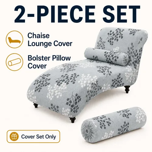Vista 4 de Funda Impresa para Chaise Lounge sin Brazos Interior Funda Elástica para Silla para Sala de Estar Dormitorio Funda Elástica sin Brazos para Chaise