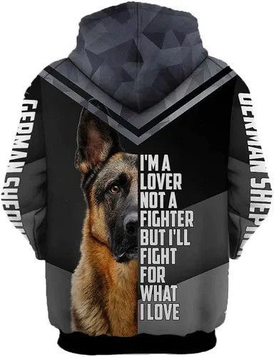 Vista 2 de Black Half Half Adorable Pets 3D Print Hoodies Unisex Pullover Hoodie Gift For Men, Women