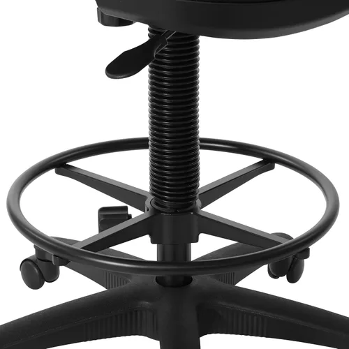 Vista 8 de Silla con respaldo de malla de lujo con pie ajustable, Acero inoxidable, Negro