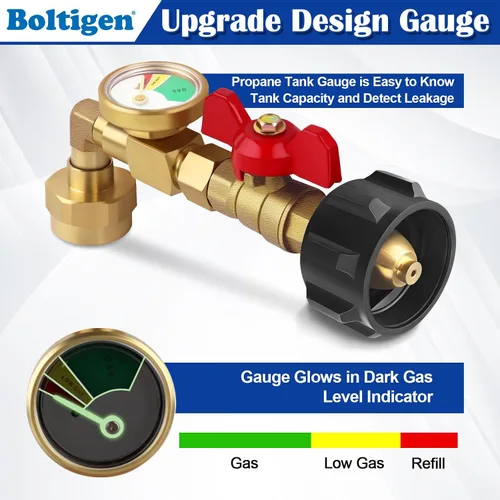 Vista 6 de Adaptador de codo de repuesto de propano con medidor de tanque, adaptador de recarga de propano mejorado para tanques de 1 libra, adaptador