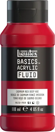 Vista 33 de Liquitex BASICS - Pintura acrílica fluida, botella de 4 onzas, tono permanente carmesí lizarina Super Versatile, Fine Art Pigments; Fluid