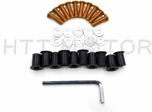 Vista 4 de XKMT-Kit de tornillos redondos dorados para parabrisas compatible con CBR 600rr 1000rr/Suzuk GSXR 600 750 1000/R1 R6 R6s/ Kawasak ZX6R ZX9R ZX10R