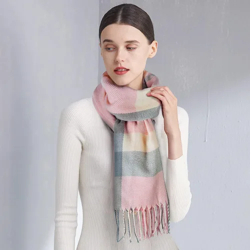 Vista 4 de Loritta Bufanda para mujer, chales largos a cuadros, para invierno, cálida, bufandas grandes, regalos