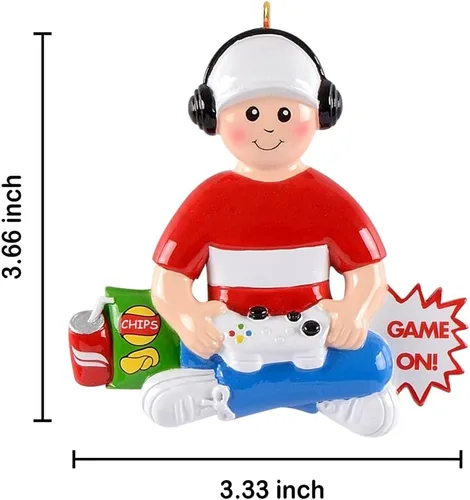 Vista 4 de MAXORA Adorno personalizado para árbol de Navidad para niños, adorno de jugador de video gamer, controlador de mano, decoración de árbol de Navidad