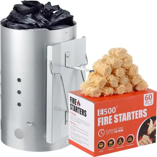 Vista 11 de E500 Arrancador de fuego, cuadrados para barbacoa, fogata, chimenea, estufa de leña, chimenea, hoguera, parrilla, 32 cubos para uso en interiores