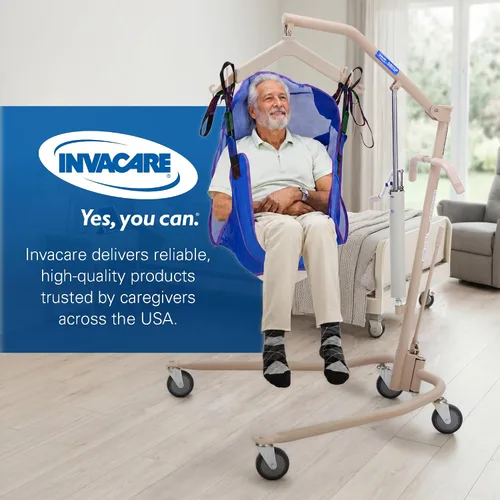 Vista 12 de Invacare Elevador hidráulico ligero para pacientes, blanco, capacidad de peso de 450 libras, 9805P, beige