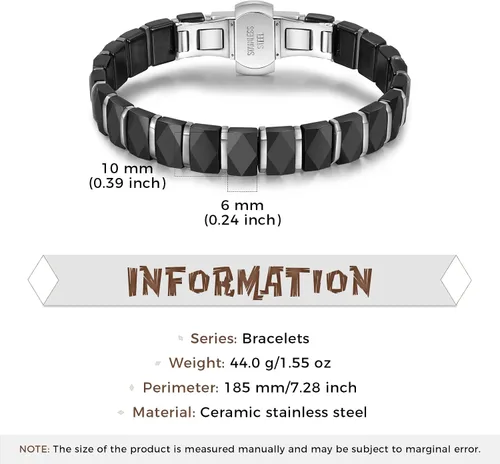 Vista 5 de Elegante pulsera negra para hombre accesorio elegante y refinado para hombres, diseño duradero, idea de regalo para marido, novio, hijo, moderno