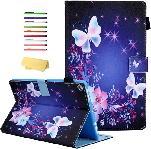 Vista 18 de Funda para tablet Fire HD 8 de 8ª/7ª/6ª generación de 8.0 pulgadas con soporte para lápices [encendido y apagado automático] ranuras para tarjetas