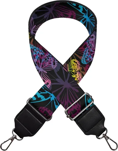 Vista 3 de Correa ajustable con estampado de mariposas en acuarela para mujer, correas anchas de moda, correas de guitarra, bolsa de hombro