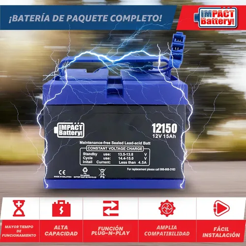Vista 3 de Batería de repuesto de 12V para Peg Perego, juguetes de montar de John Deere