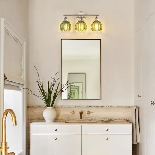 Vista 155 de Shenmoyl Lámparas de baño, lámpara de pared de 2 luces para tocador sobre espejo con pantalla de vidrio tulipán blanco para dormitorio, sala