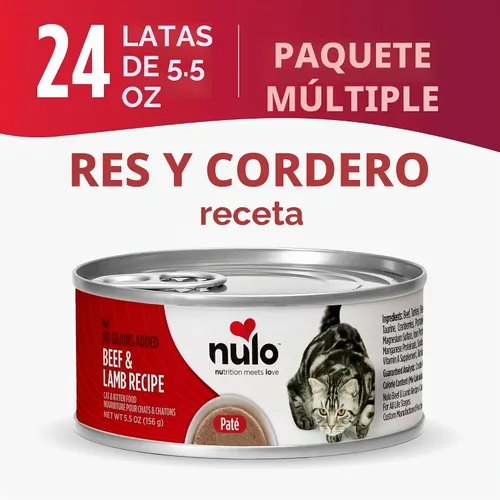 Vista 6 de Nulo Receta de Ternera y Cordero Paté - Comida húmeda enlatada para gatos, 5.5 onzas (paquete de 24)