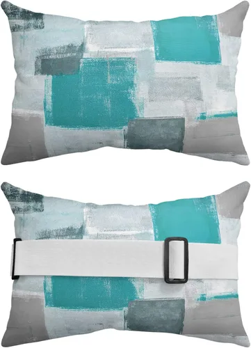 Vista 10 de Almohadas para descansar la cabeza de la tumbona de grafiti naranja, 1 paquete, pintura al óleo naranja, marrón y gris, arte abstracto, impermeable