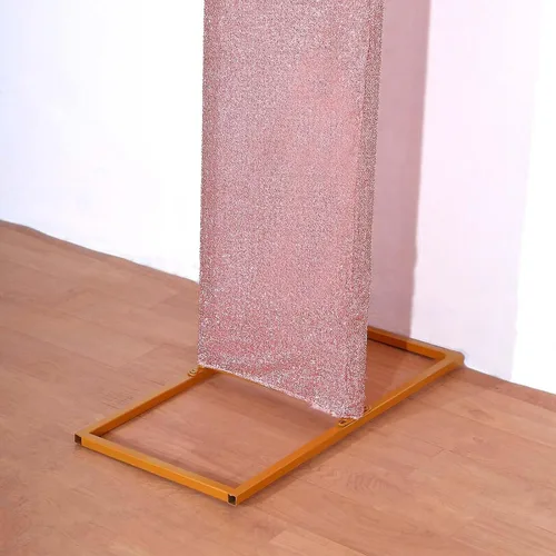 Vista 5 de Efavormart - Cubierta de telón de fondo de arco abierto de 7 pies, color oro rosa brillante, de elastano, con doble cara en forma de U, para arco