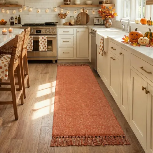 Vista 62 de Collive Alfombra de Baño Negra, 2' x 3' Tejida a Mano Lavable Alfombras Pequeñas de Cocina, Alfombra de Entrada Reversible de Algodón Alfombra