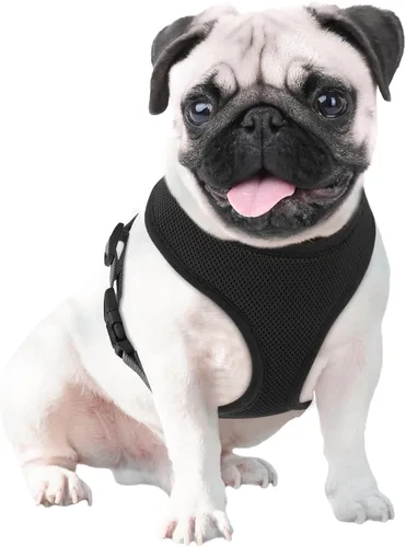 Vista 25 de MoNiBloom Arnés para perro de tamaño pequeño, chaleco acolchado suave para cachorros para caminar, correr, entrenar - negro, XS