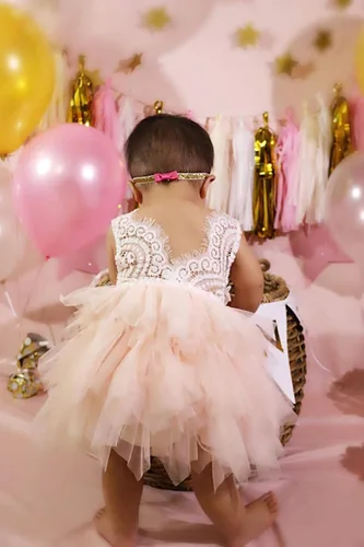 Vista 8 de Topmaker Vestido de niña de flores sin espalda acampanado de encaje