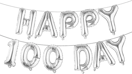 Vista 9 de Juego de globos de papel de aluminio con letras del alfabeto, pancarta de feliz 100 días, suministros de decoración para fiesta de cumpleaños (rojo)