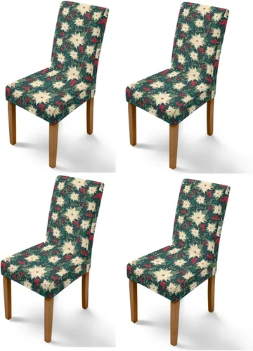 Vista 65 de Rnyleeg Fundas navideñas para sillas de comedor, fundas de asiento de comedor con estampado de campanas brillantes, juego de 1 funda suave y lavable