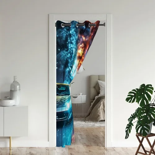 Vista 2 de Cortinas opacas para puerta de auto deportivo para puertas, juego deportivo de carreras de velocidad 3D, para armario de dormitorio de niños, ojales