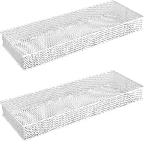Vista 14 de YBM HOME Organizador de cajones de malla blanca para cajones y estantes, soporte para suministros escolares, cesta organizadora de escritorio