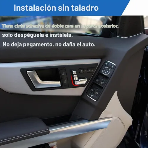 Vista 3 de Moonlinks Mercedes Benz - Calcomanías cromadas para botones de ajuste de asiento de puerta, adhesivos de botones de ajuste de asiento para clase B