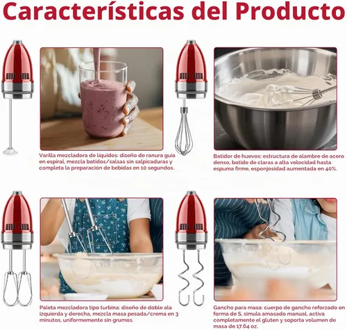 Vista 6 de Batidor de mano para batidora de mano Kitchenaid KHM3 KHM5 KHM7 KHM9, incluye batidor, varilla de mezcla y gancho para masa, accesorios de batidora