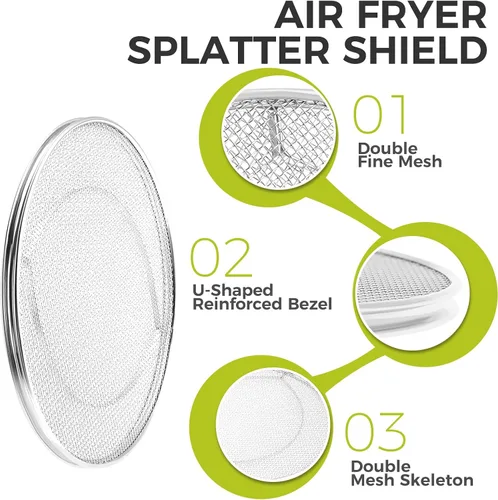 Vista 2 de Paquete de 2 protectores contra salpicaduras, protector contra salpicaduras de acero inoxidable, pantalla de repuesto desmontable reutilizable