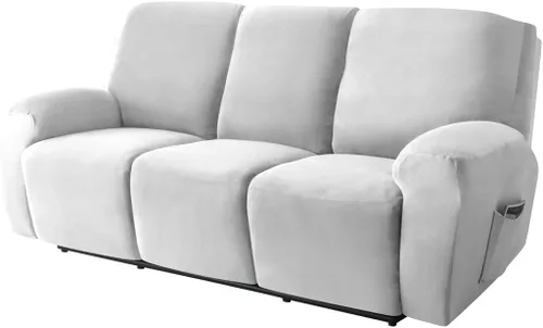 Vista 11 de Funda elástica para sofá reclinable, fundas de terciopelo para sillas reclinables de 3 cojines, 8 piezas, fundas protectoras para muebles