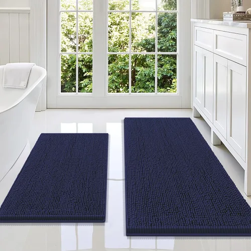 Vista 63 de Juego de alfombras de baño Smiry de 2 piezas, suave alfombra absorbente de chenilla y juego de alfombra en forma de U para inodoro, alfombra de baño
